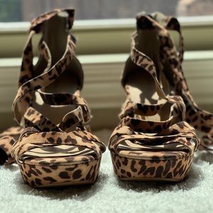 Leopard Strappy Wedges
